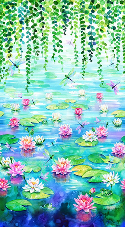 WADING WITH WATER LILIES Hoffman Fabrics