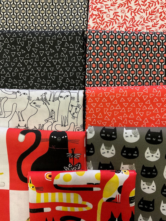 COSMO CATS Red 9 fat quarters