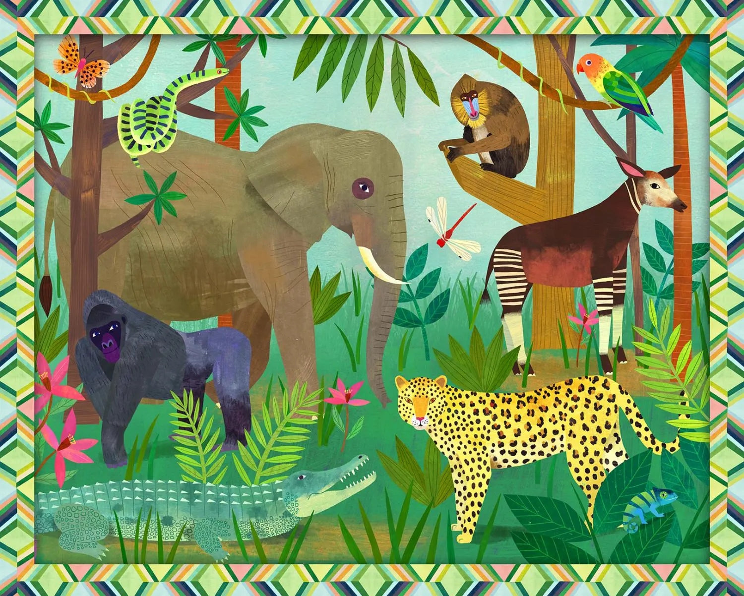 JUNGLE MENAGERIE Jungle Scene Panel multi 36"x43"