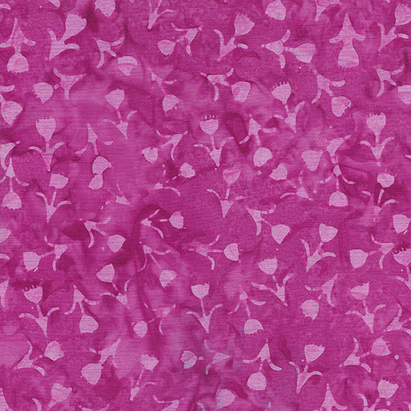 SUMMER TWILIGHT Woodblock Tulip Floral pink valentino - one yards