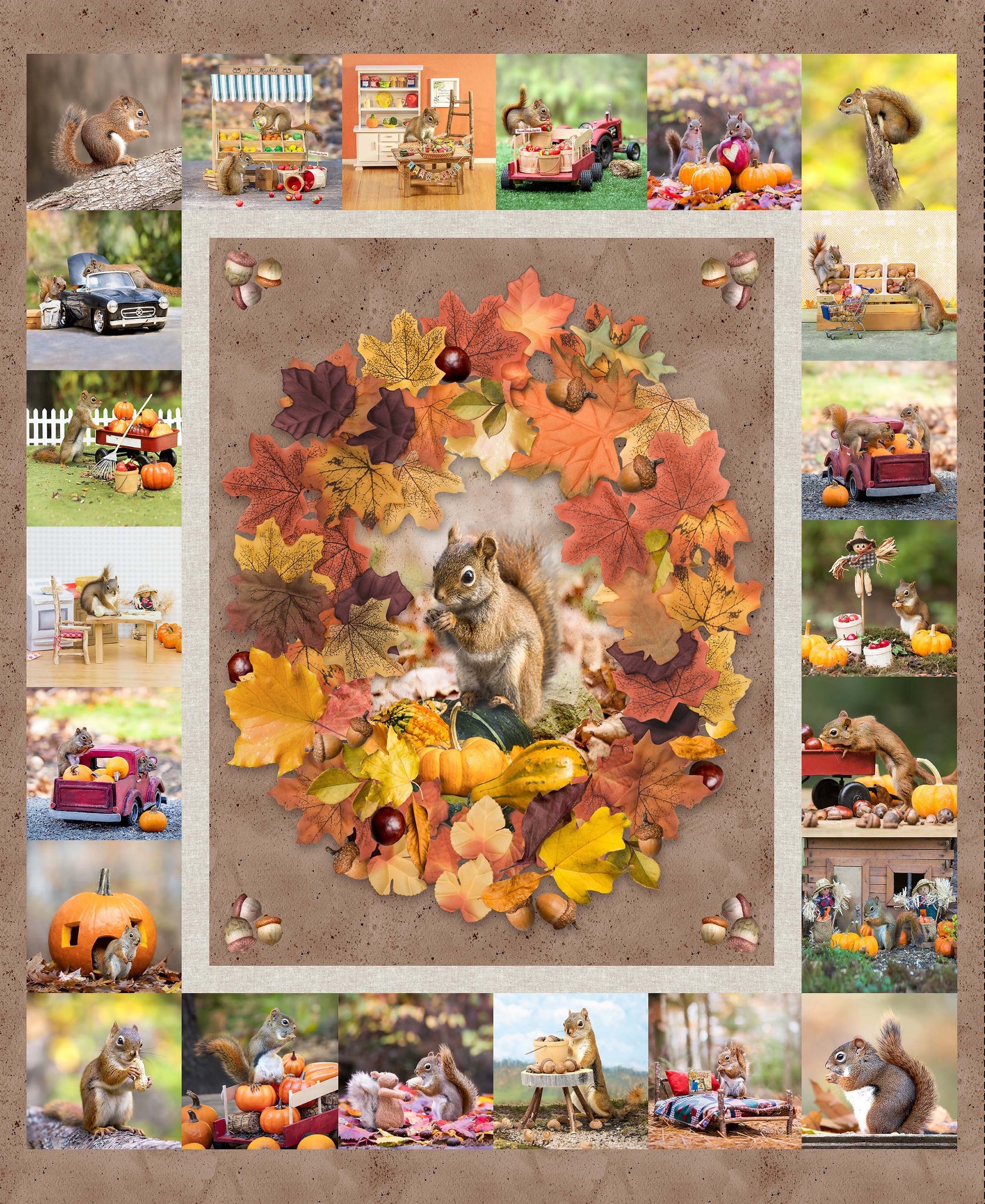THE SECRET LIFE OF SQUIRRELS III Panel multi color 36"x43"