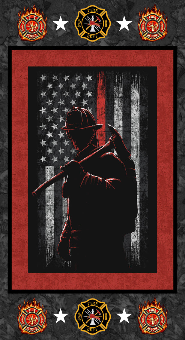FIREFIGHTERS Red Panel 24"x43"