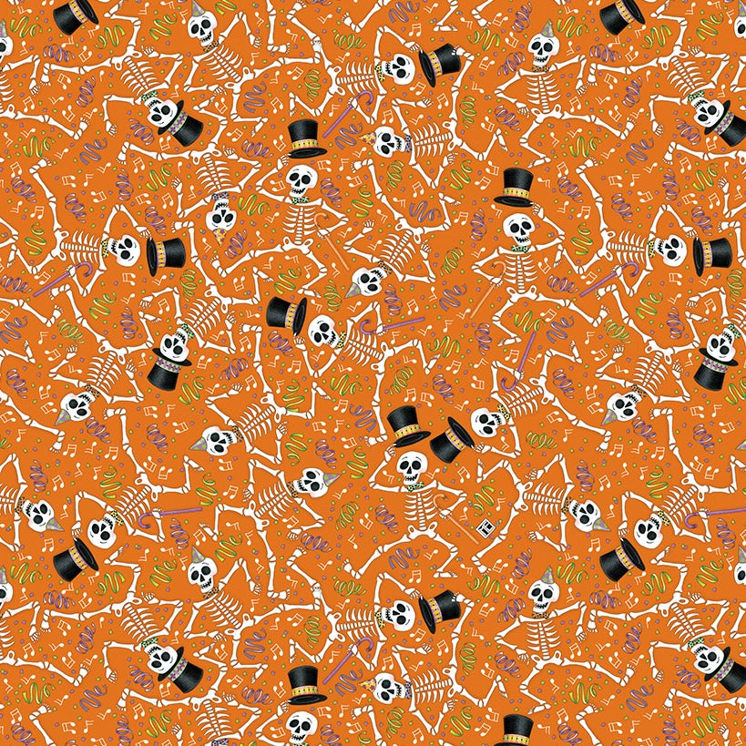 SPOOKY CUTE HALLOWEEN Dancing Skeletons orange