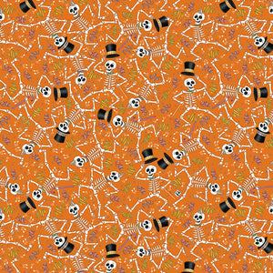 SPOOKY CUTE HALLOWEEN Dancing Skeletons orange