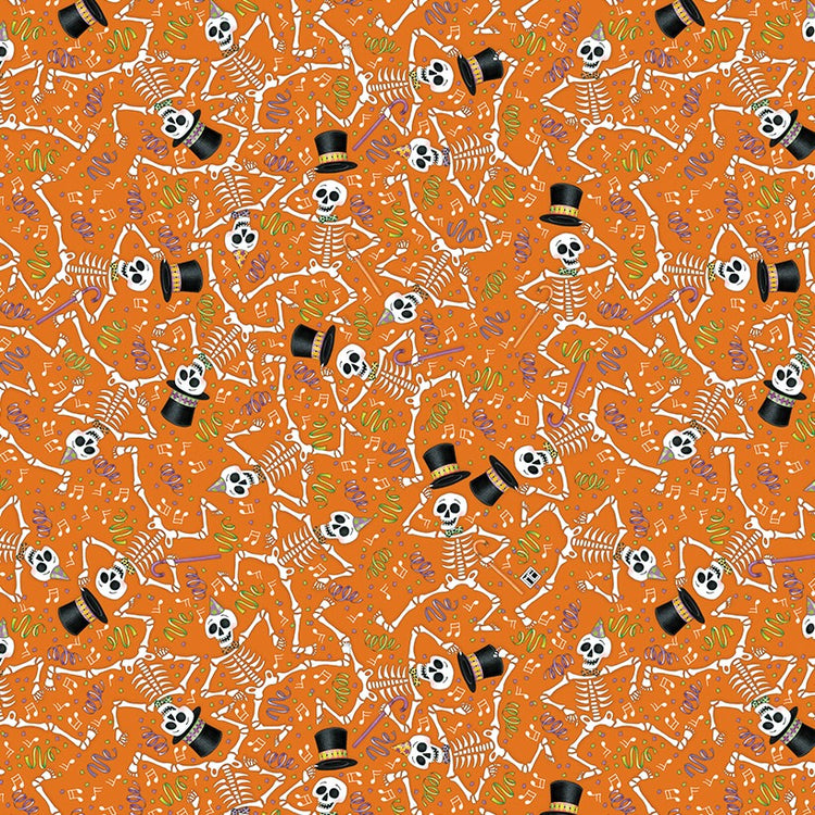 SPOOKY CUTE HALLOWEEN Dancing Skeletons orange