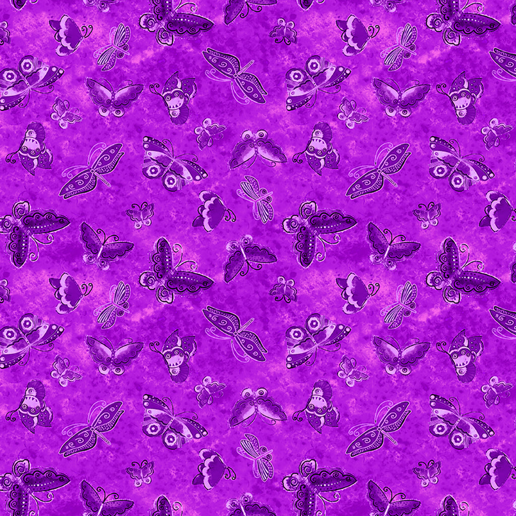 KINDRED CANINES Flutterbyes dark orchid - one yards