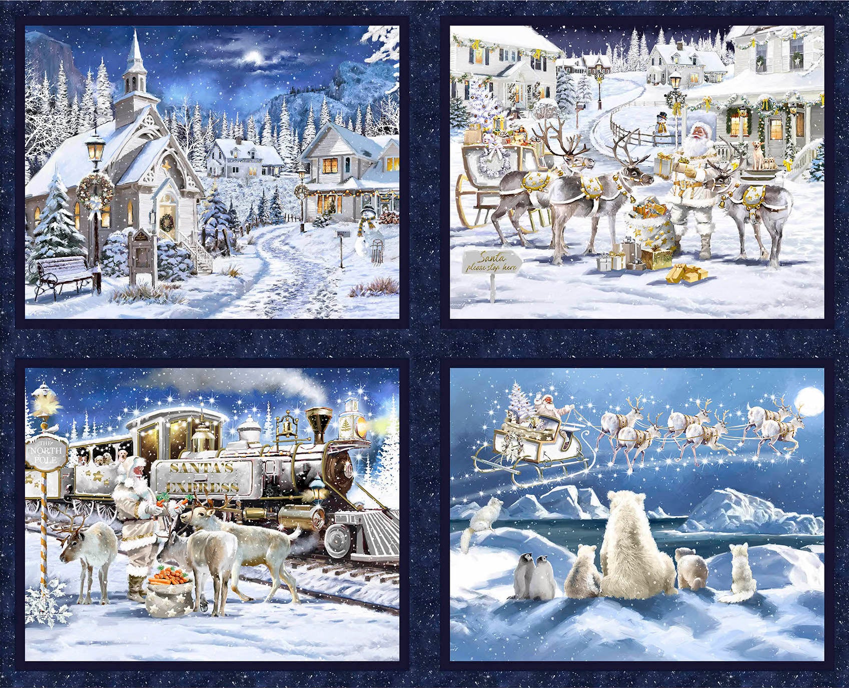 HERE COMES SANTA Placemat Panel multi 36"x42"