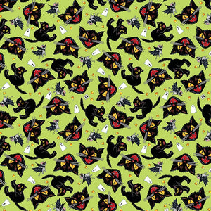 SPOOKY CUTE HALLOWEEN Cat and Mouse lime