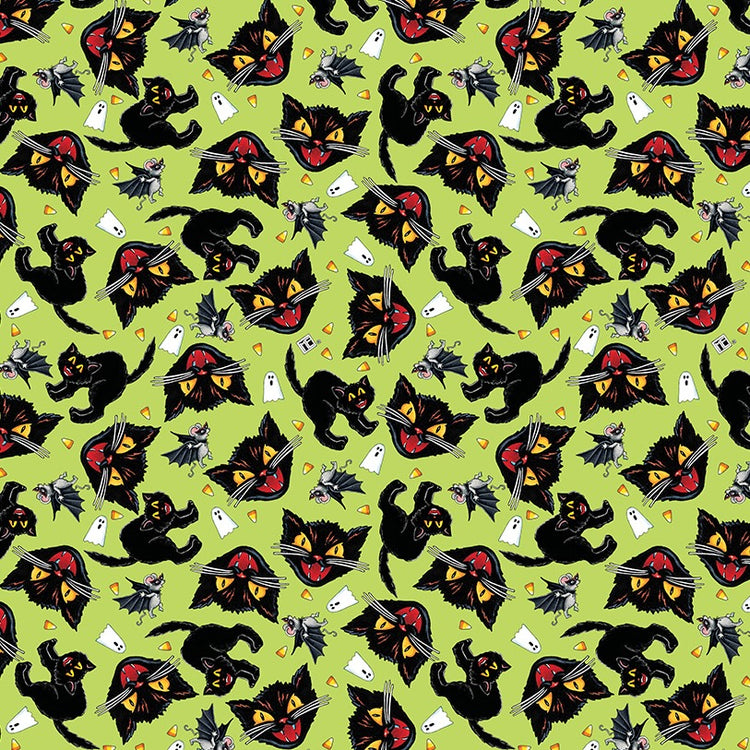 SPOOKY CUTE HALLOWEEN Cat and Mouse lime