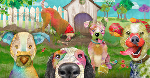 RAISE THE WOOF Pawsome Friends Panel multi 24"x43"