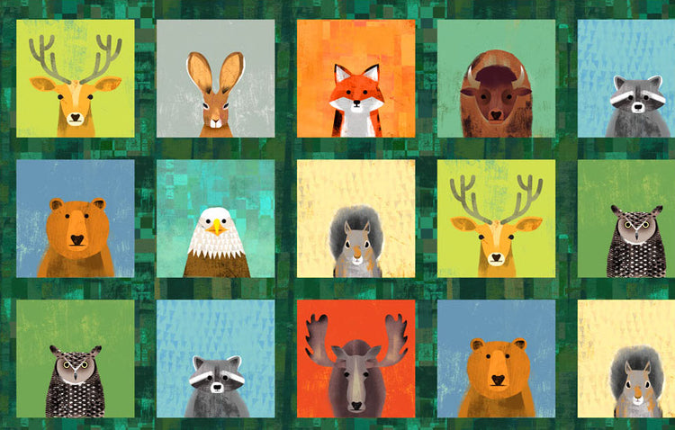 WILD NORTH Wildlife Portraits forest 14.25" repeat