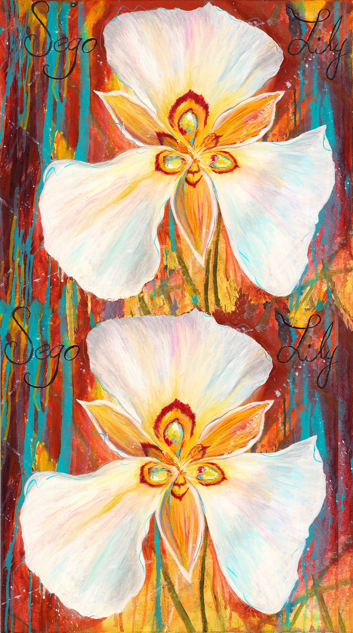 WILDFLOWER II Sego Lily russet panel 24"x43"