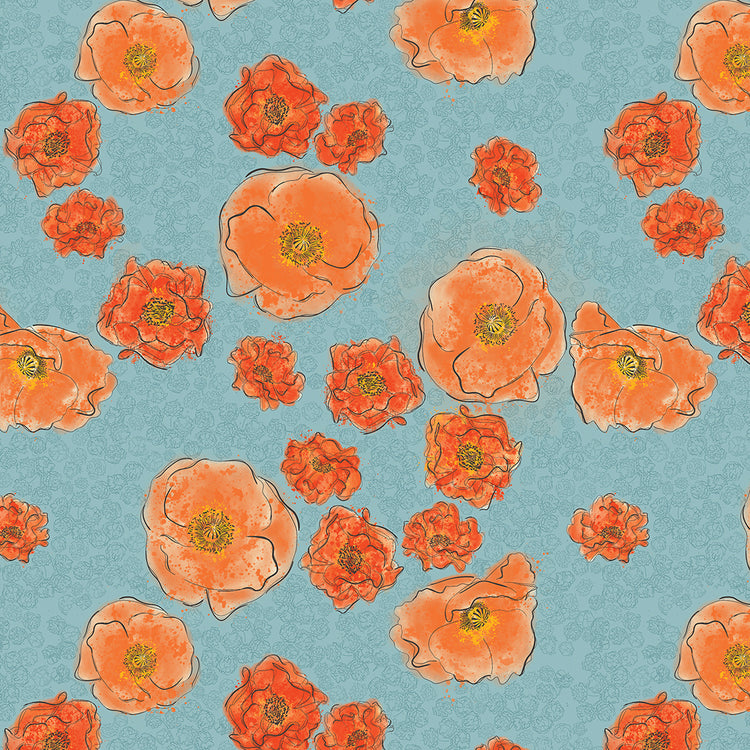 MODERN VINTAGE: TREASURED Treasured Poppies turquoise