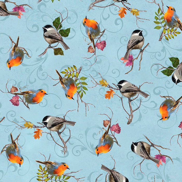 CORNUCOPIA HARVEST Birds blue