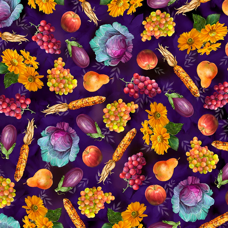 CORNUCOPIA HARVEST Harvest Fruits & Floral purple