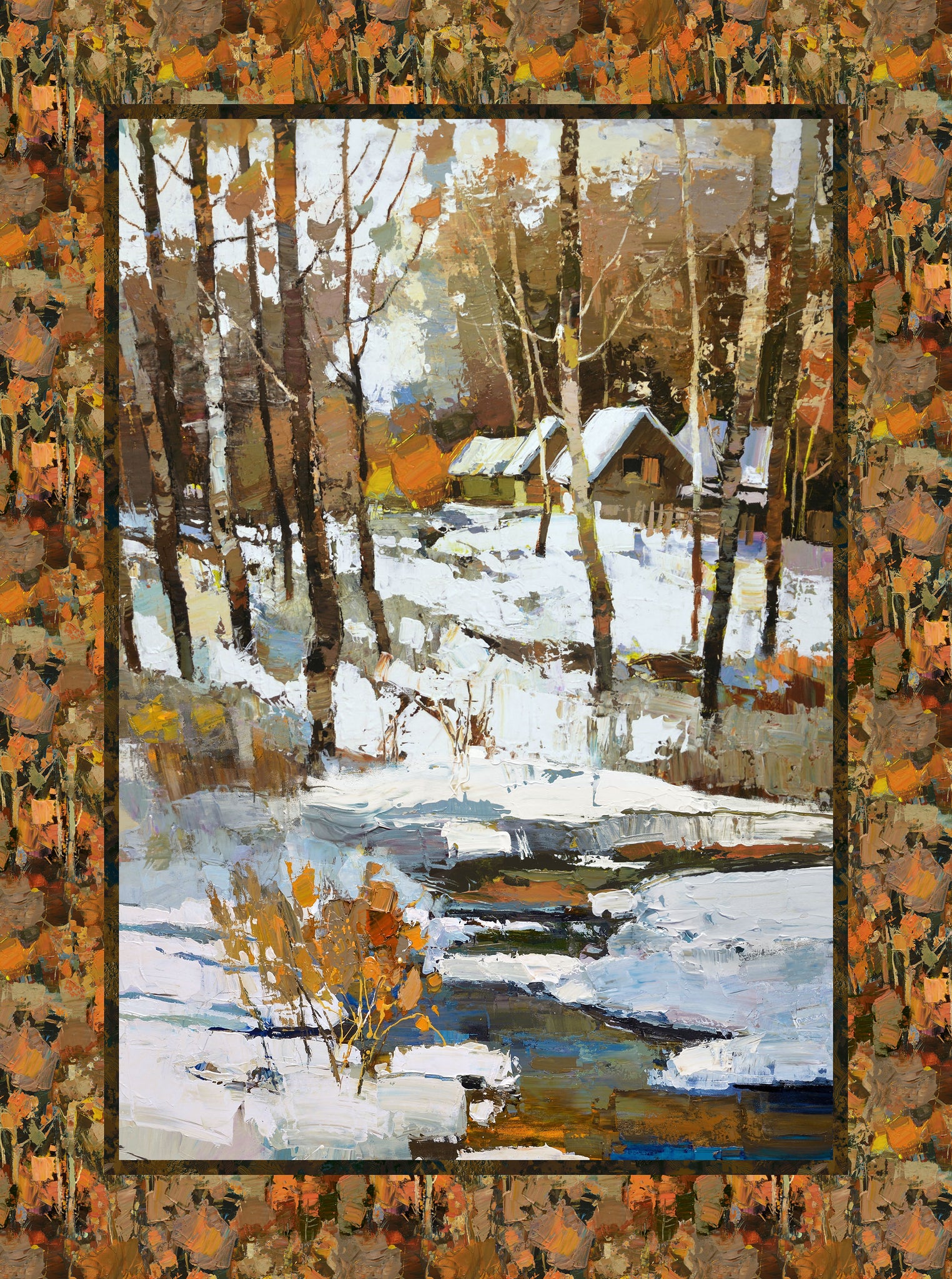 FIRST SNOW Panel white multi 32"x43"