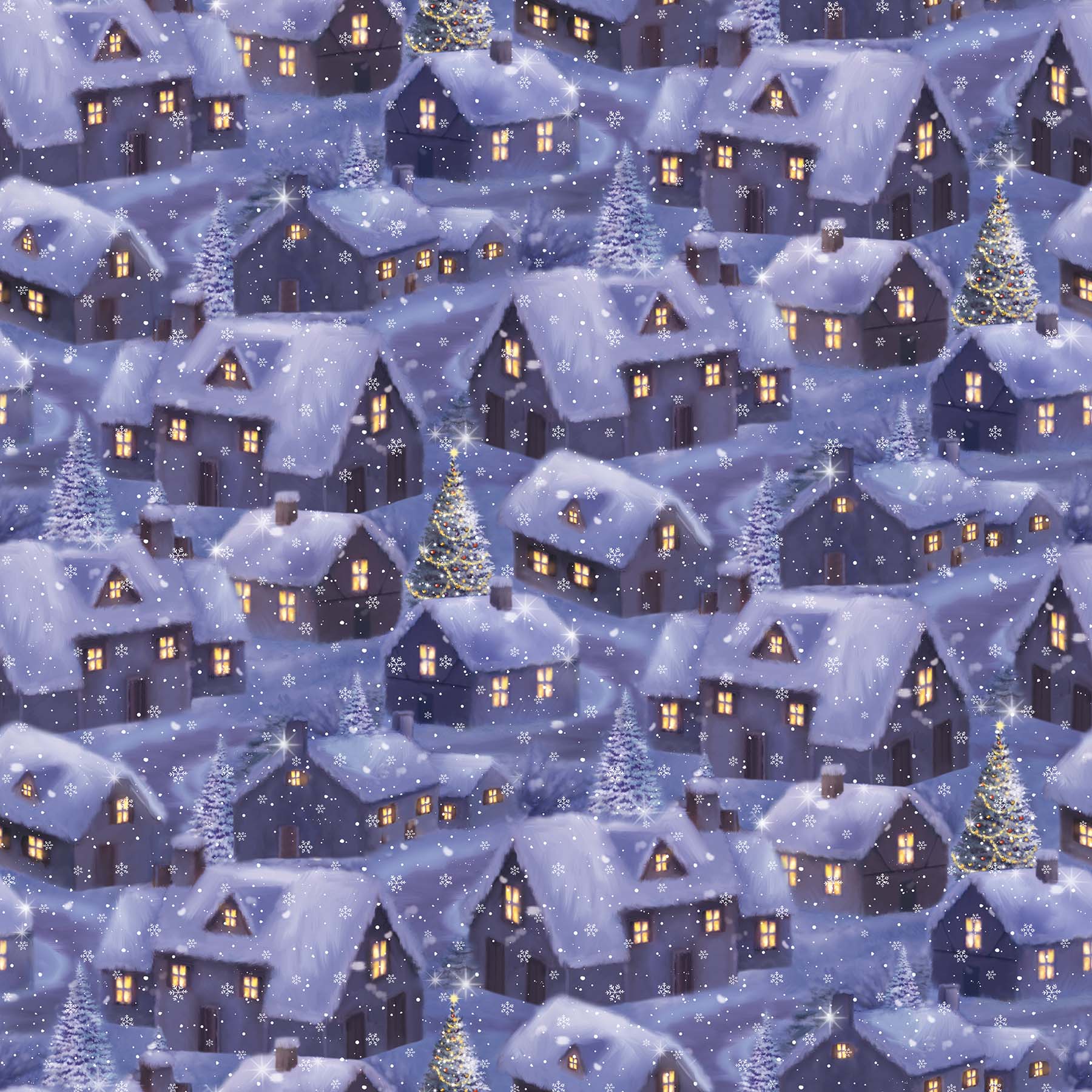 'TWAS THE NIGHT BEFORE CHRISTMAS Houses blue multi