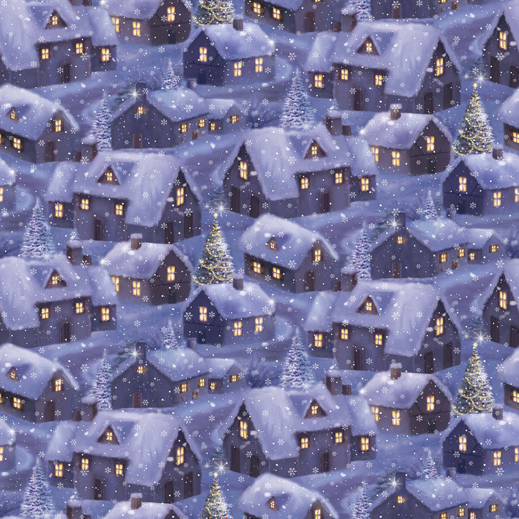 'TWAS THE NIGHT BEFORE CHRISTMAS Houses blue multi