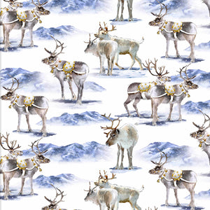 HERE COMES SANTA Reindeer Romp white