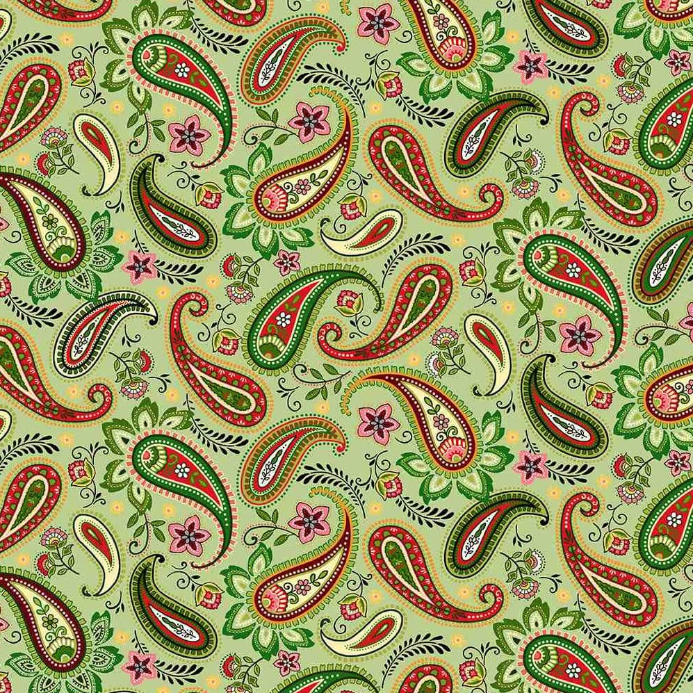 BLOOMS OF THE HOLIDAY Paisley green multi