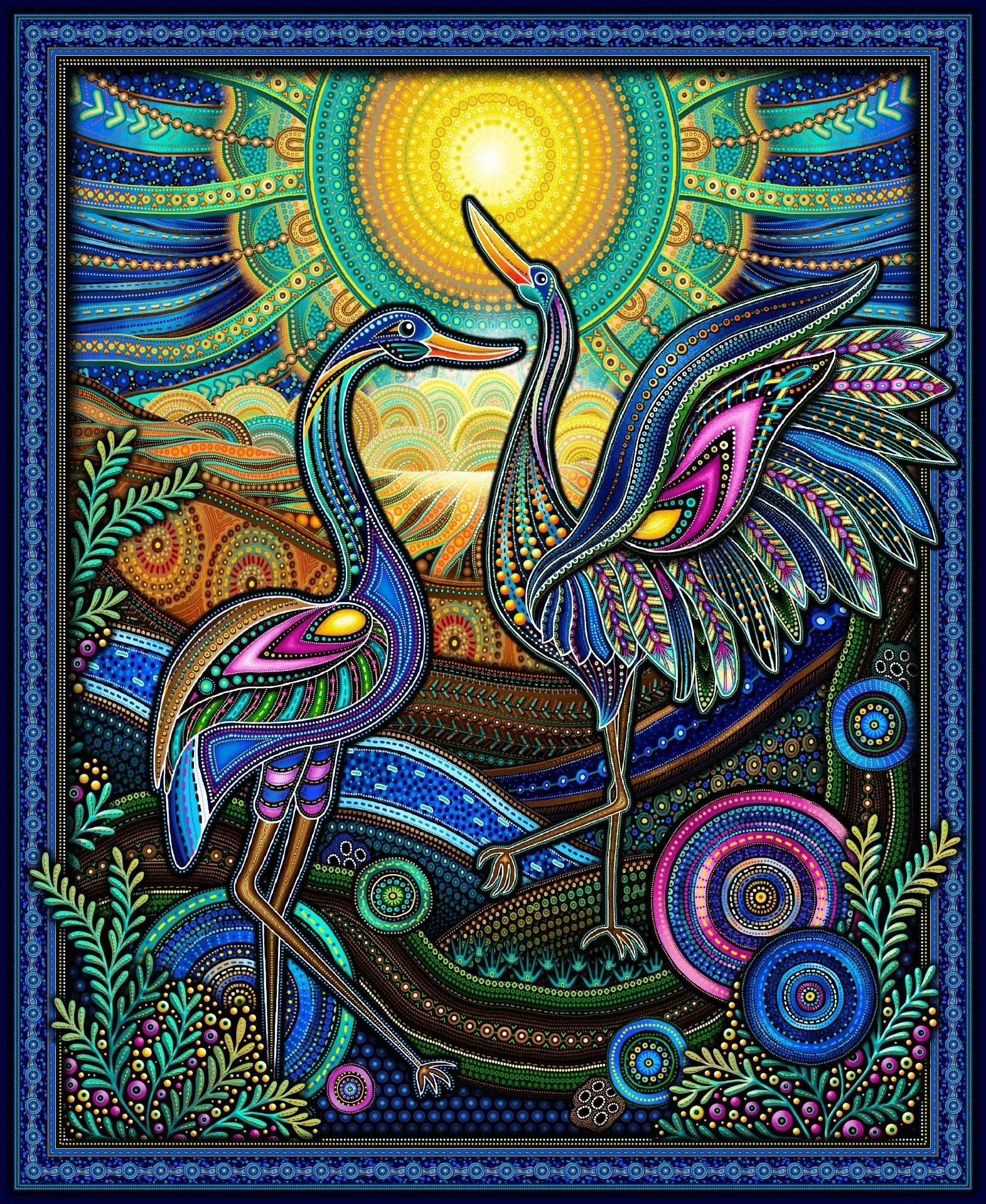 BAIAME'S SPIRIT Panel blue 36"x43"