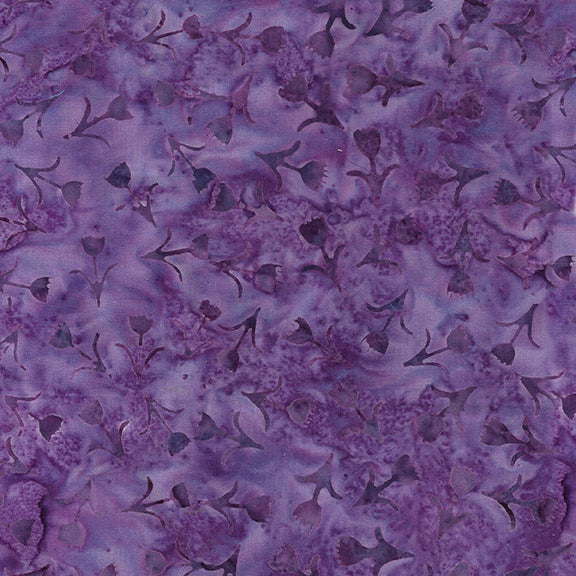 SUMMER TWILIGHT Woodblock Tulip Floral purple jelly - one yards