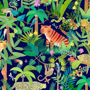 JUNGLE MENAGERIE Jungle Collage navy