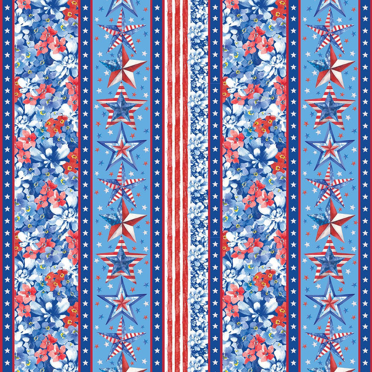 LUCKY STARS Border Stripe medium blue