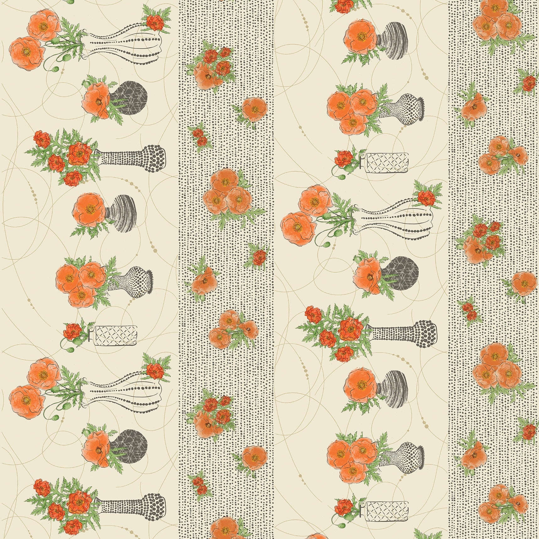 MODERN VINTAGE: TREASURED Treasured Poppies Stripe natural