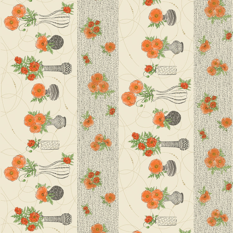 MODERN VINTAGE: TREASURED Treasured Poppies Stripe natural