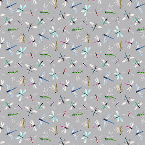 SUMMER SPLASH Dragonflies light gray