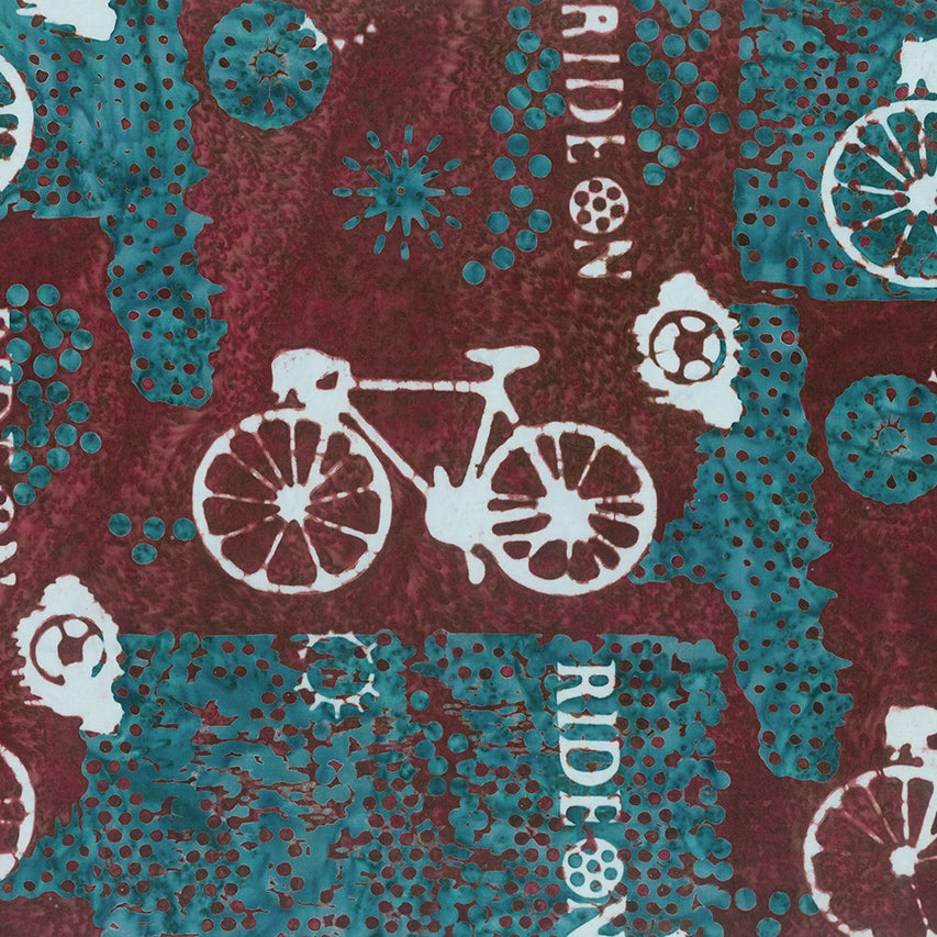 RIDE ON III Bike Collage sangria - one yards