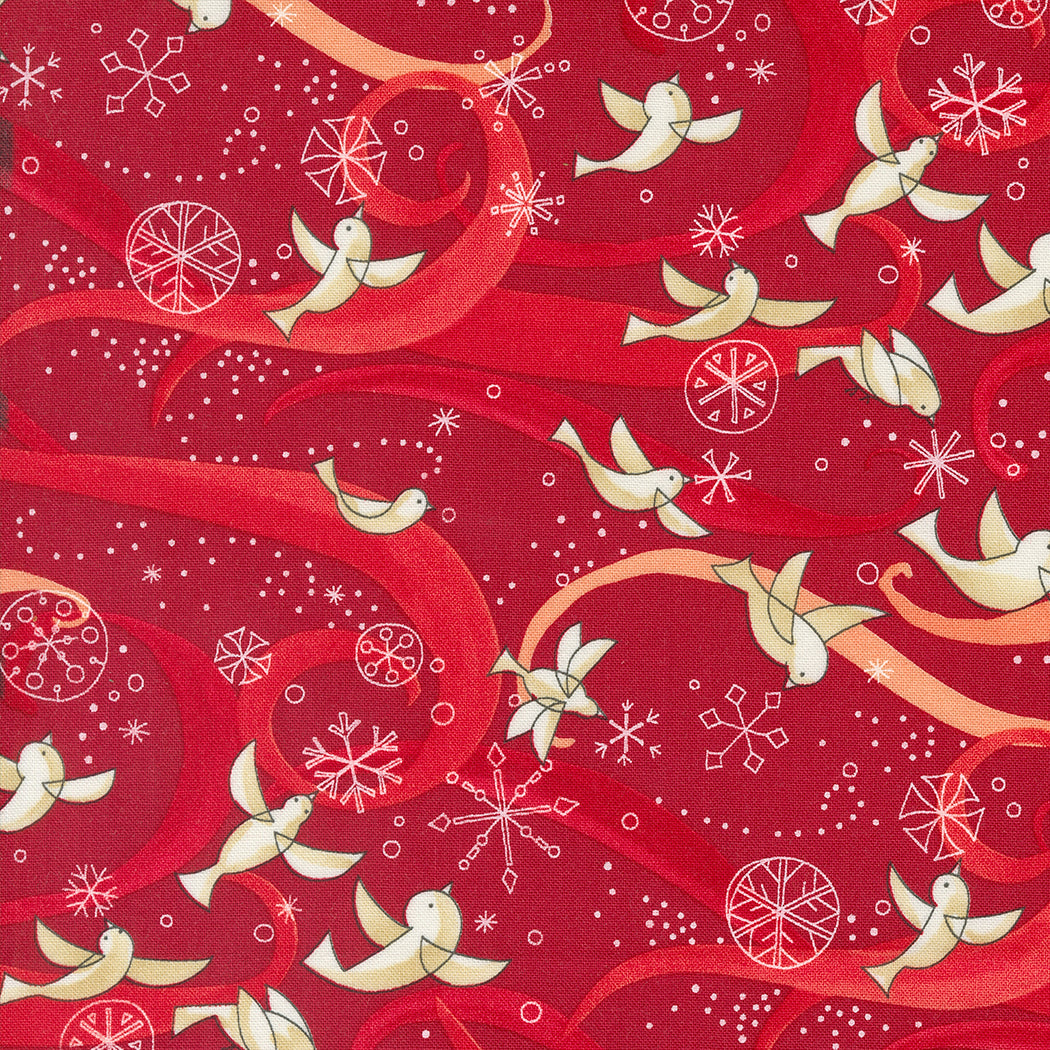 WINTERLY Birds with Ribbons crimson
