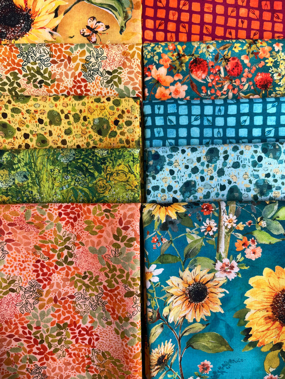 SUNLIT GARDEN Summer 10 fat quarters