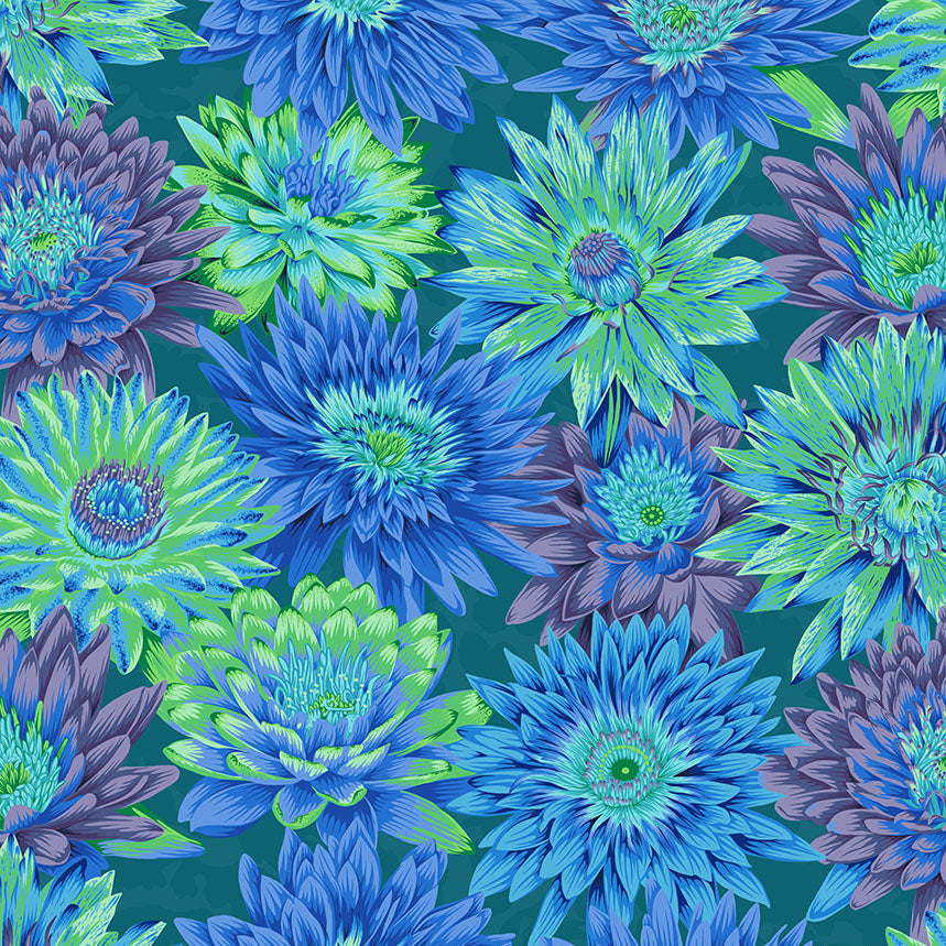 TROPICAL WATER LILLIES blue NEW