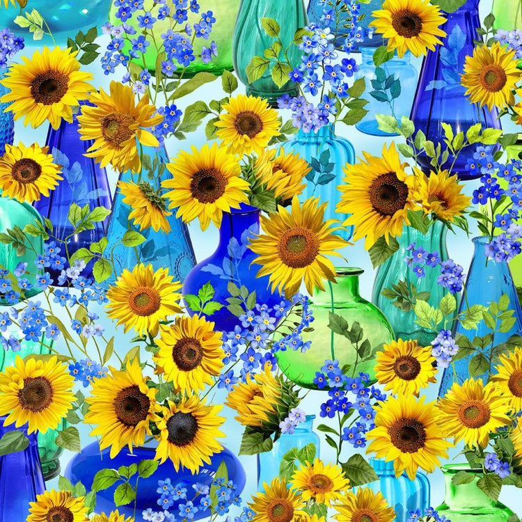 SUMMER SUNFLOWERS Summer Sunflowers cobalt