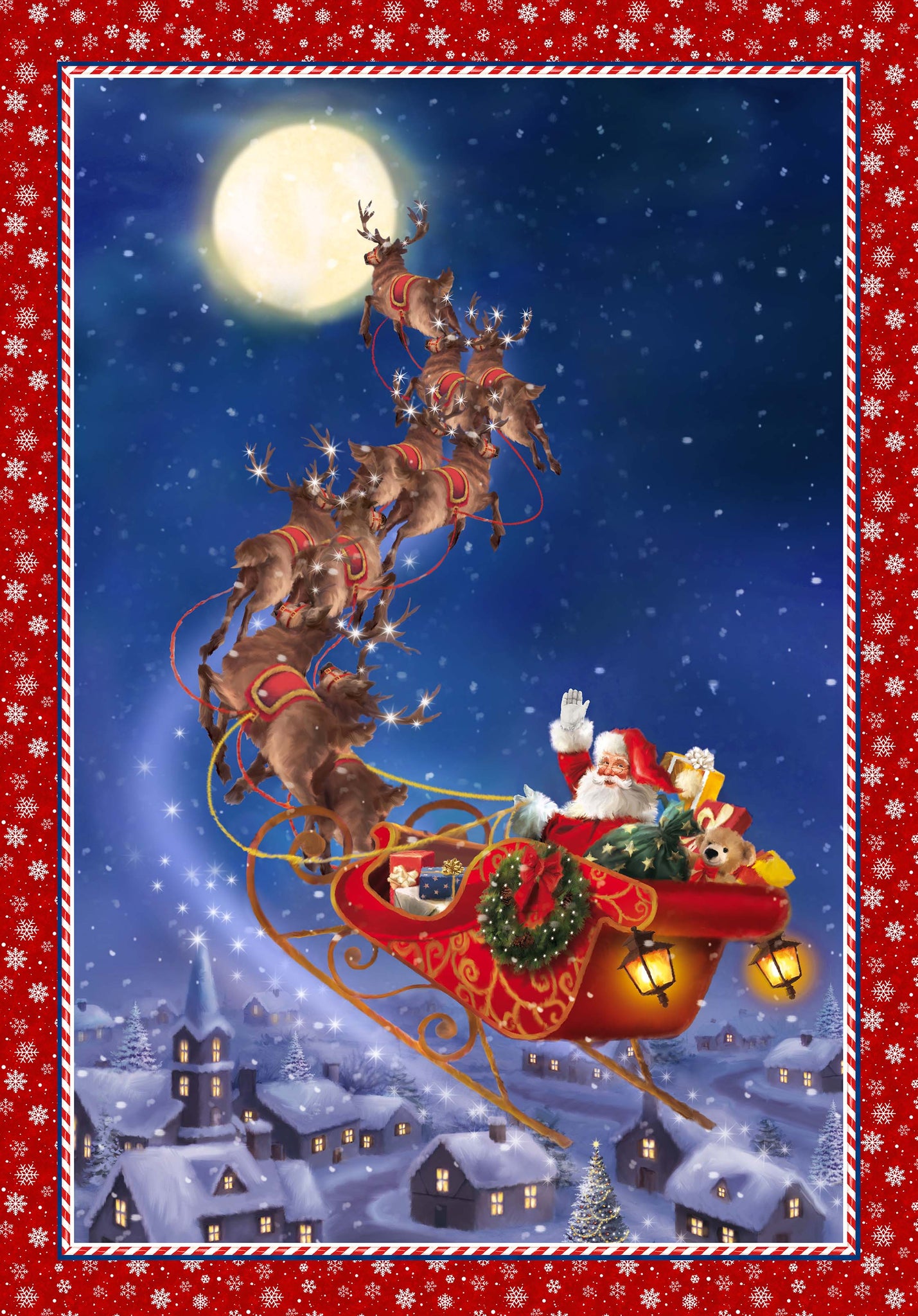 'TWAS THE NIGHT BEFORE CHRISTMAS Panel indigo multi 30"x43"