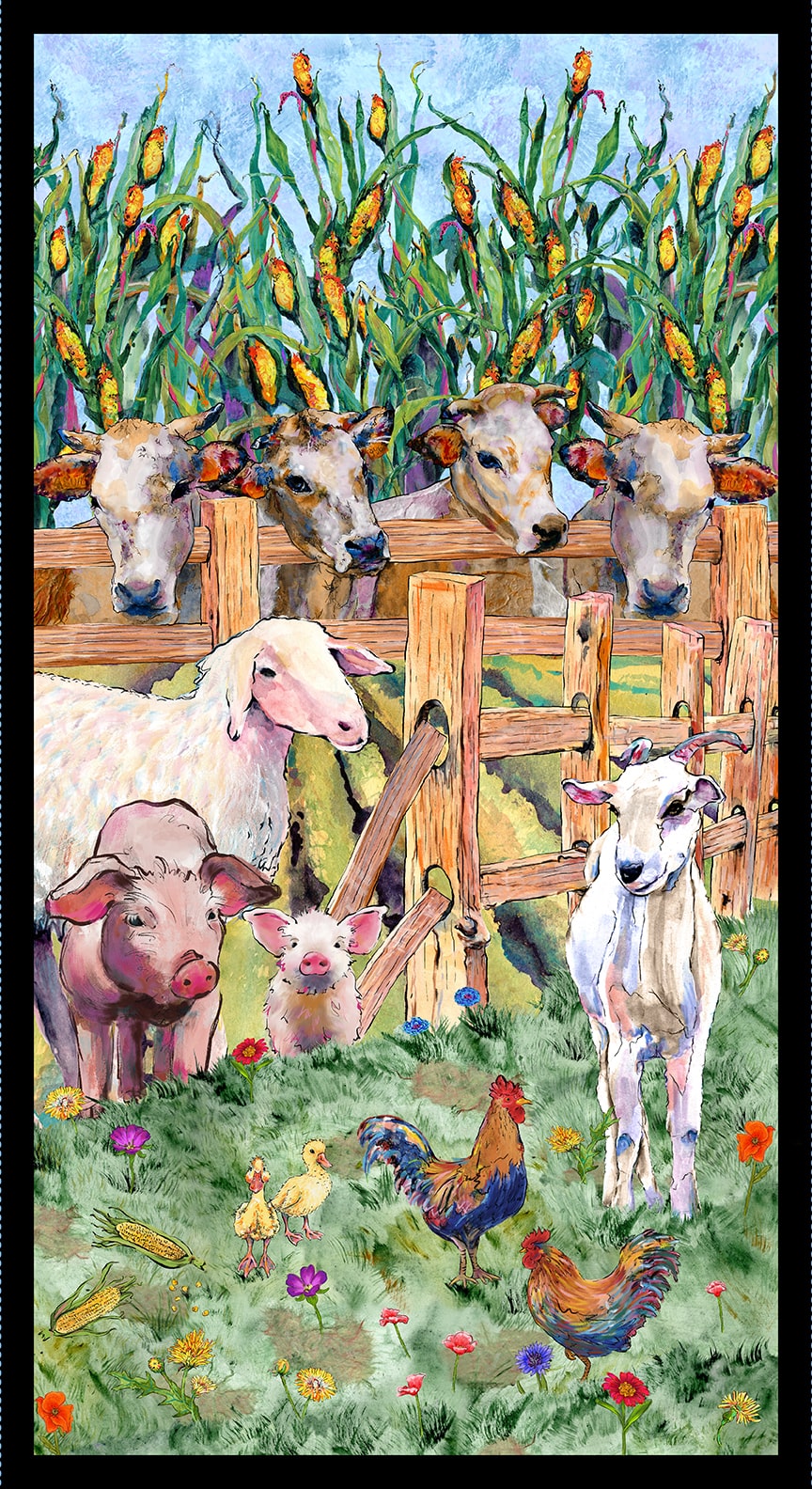 OUT OF FARM'S WAY Farm Panel green 24"x43"