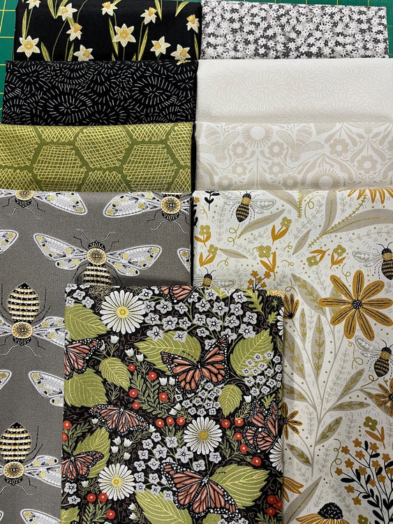 BEE GARDEN Black 9 fat quarters