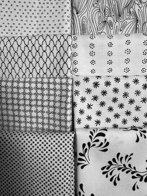 BLACK ON WHITE 8 fat quarters