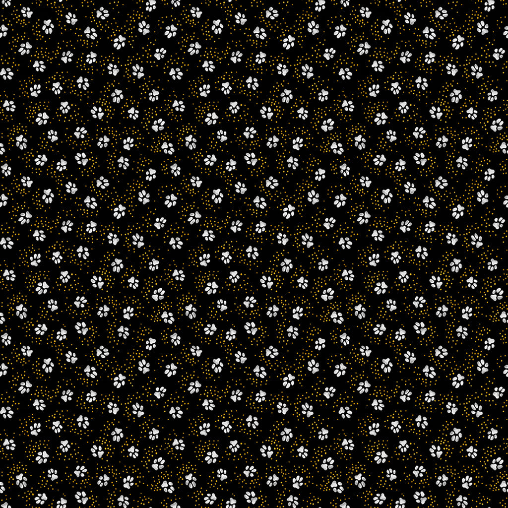 KINDRED CANINES Paw Prints black - one yards