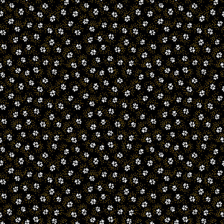 KINDRED CANINES Paw Prints black - one yards
