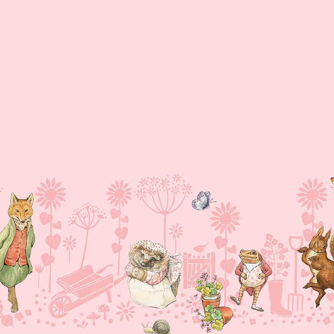 PETER RABBIT & FRIENDS Border Print pink