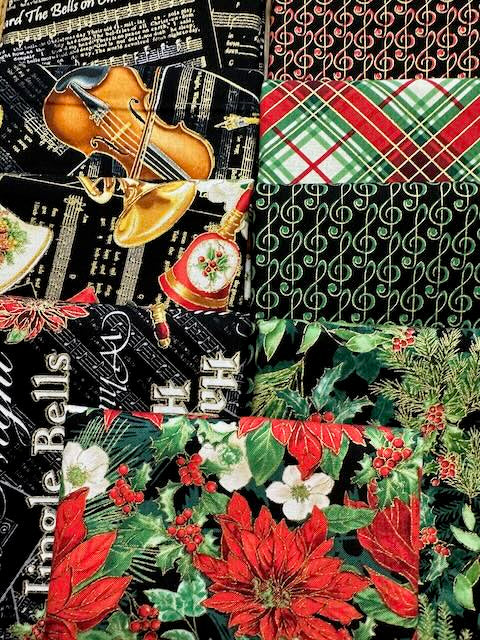 CHRISTMAS MUSICAL Black 9 half yards