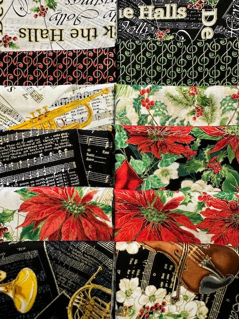 CHRISTMAS MUSICAL 12 fat quarters