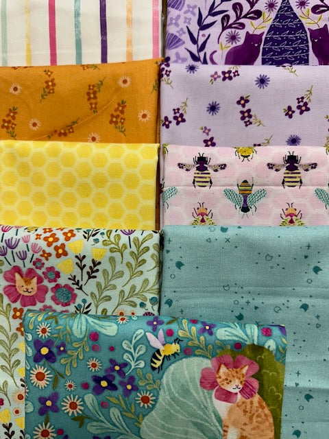 CURIOUS GARDEN Lilac 9 fat quarters