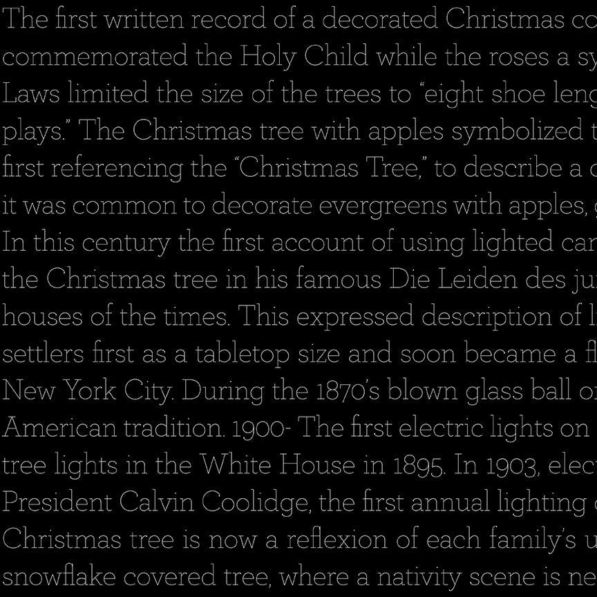 CLASSIC CHRISTMAS History of the Tree Text black