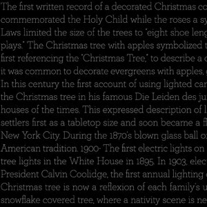 CLASSIC CHRISTMAS History of the Tree Text black