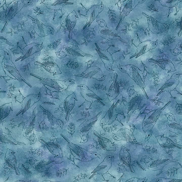 DRAWN TO BIRDS Bird Toile blue