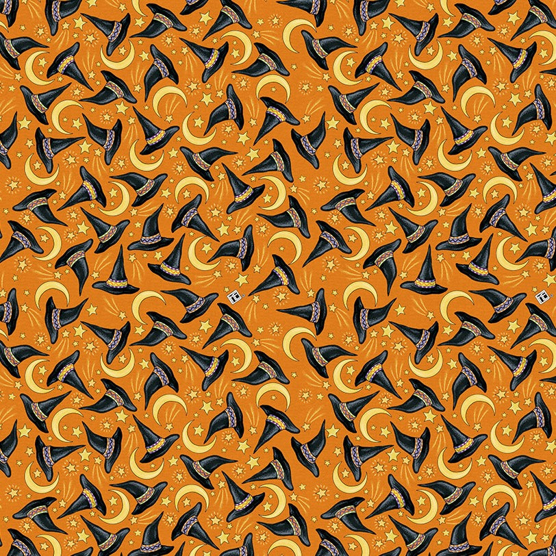 SPOOKY CUTE HALLOWEEN Hats and Moons orange